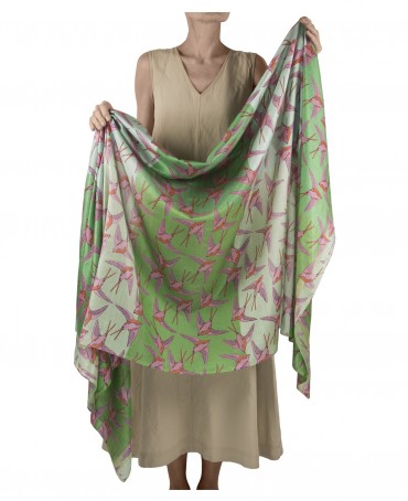 Палантин Женский SN40-OISEAUX/BLEU.CIEL